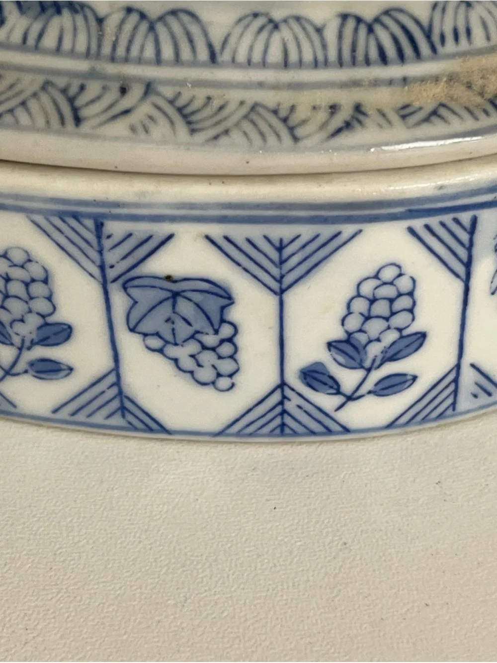 Blue and White Oval Porcelain Trinket Box